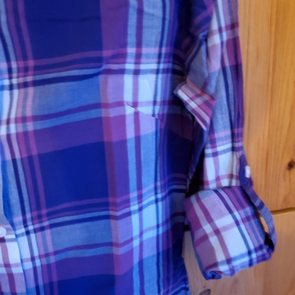 Prana Women's Purple Plaid Shirt size small - Picture 3 of 6